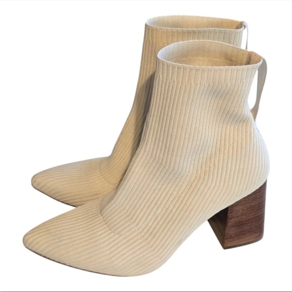 Steven New York By Steve Madden Ankle Booties Women 10M Neta Cream Knit Excellen - Picture 2 of 13